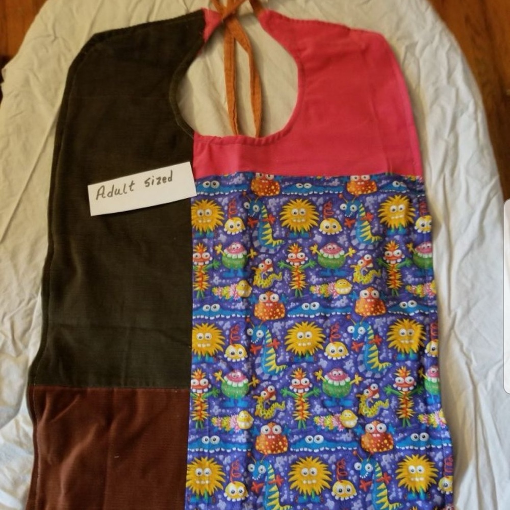 Colorful Patchwork adult size bib toddler teen silly sea creatures disabled